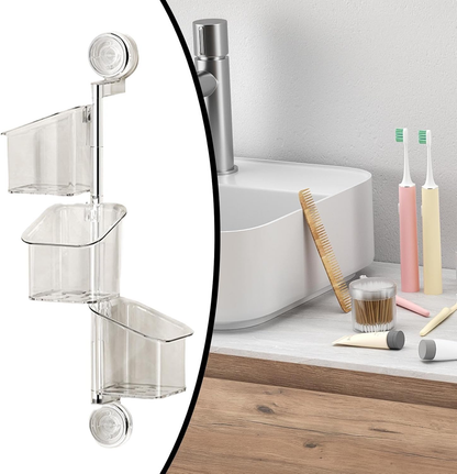 ✨️✨️Suction Cup Storage Holder - Rotating Container with Drainage, Wall Mount Box for Kitchen Accessories Bathroom Home Organization
