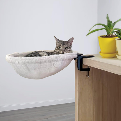 Foldable Balcony Plush Cat Hammock with Strong Suction Cups