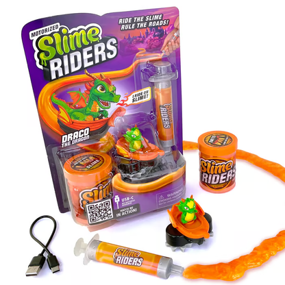 🔥【2026 New】🐉🏎️  Slime Riders Race Track Builder – Motorized Rechargeable Dragon Car with Slime Track Set