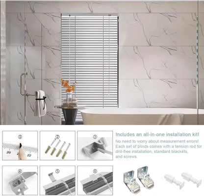 Aluminum Venetian Blind, No Drill Light Filtering Mini Blinds
