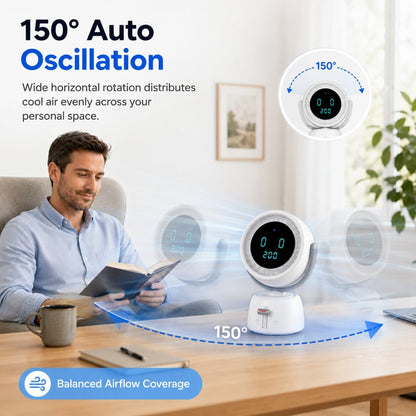 Smart Head Tracking Fan, 150° Auto-Follow Bathroom Sink Vanity Fan