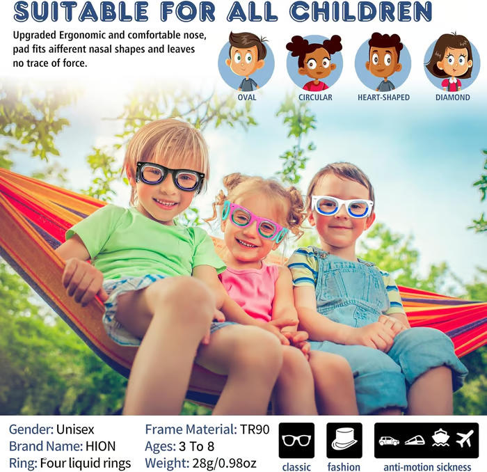 ✨️Adult Anti- Motion Sickness Smart Glasses, Ultra-Light Portable Nausea Relief Liquid Glasses, Carsickness Airsickness Seasickness Glasses, Kids Travel/Cruise Essentials