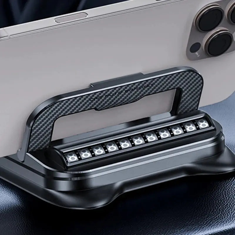 Car phone holder, portable mobile phone holder, stable and durable.In-built parking number plate function, quickly switch to a phone number plate