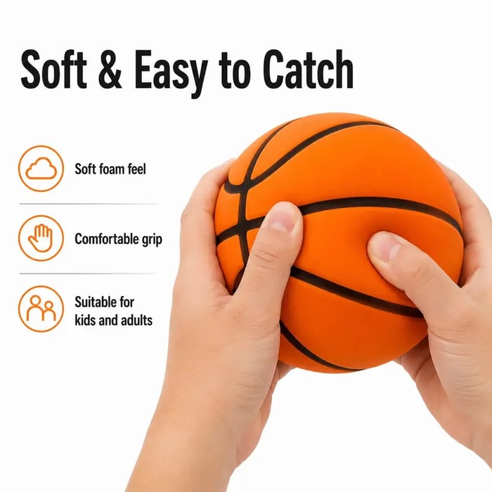 🏀⛹️Quiet Indoor Basketball Set, Noise-Free Rebound Ball & Hoop, Quiet Practice Ball, Noiseless Rebound Ball and Hoop for Silent Indoor Play