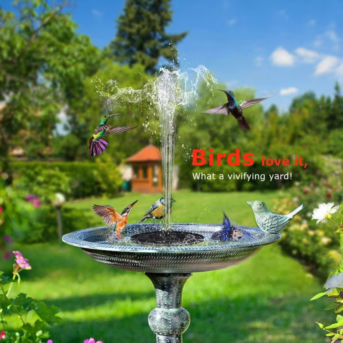 Solar Water Fountains,Solar Powered Bird Bath Fountain with 6 Nozzles - Free Standing Floating Solar Fountains for Bird Bath, Garden, Pond, Pool