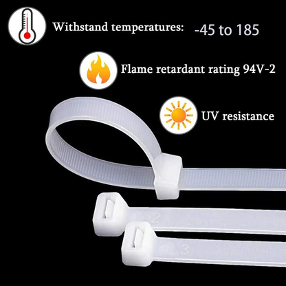 🛠️🛠️Zip Ties 16 Inch 100 per pack with 70 Pounds Tensile Strength Heavy duty cable ties White Self-Locking Nylon Wire Ties
