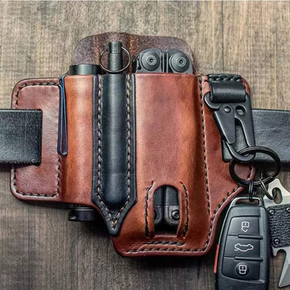 Multitool Leather Sheath, Pockets Organizer Sheath for FlashlightsTactical PensToolsKey Chain