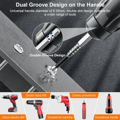 🔩Non-Slip Magnetic Power Screwdriver Bit Set – 9-Piece, K5 Impact-Resistant S2 Steel Bits (1/4" Hex Shank, Length 25–150 mm)🔩