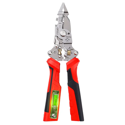 🛠️🛠️16 in 1 Wire Stripper Twister forCutting and Pulling Wires, Voltage Tester Pliers, Cable Scissors, 12V to250V Live,Null,Hot Wire Judgment ACDC, Audible and Flashing LED Alarms