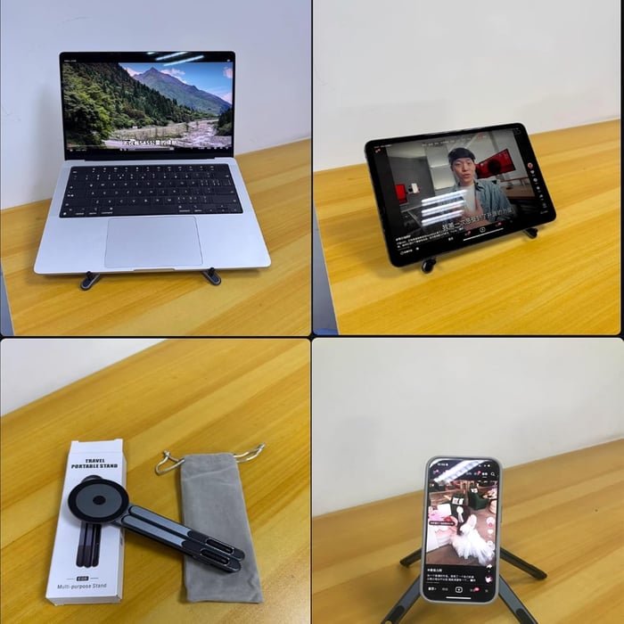 Portable Laptop Stand, Adjustable Aluminum X-Frame Computer Riser, Foldable Notebook Holder with Multi-Angle Support