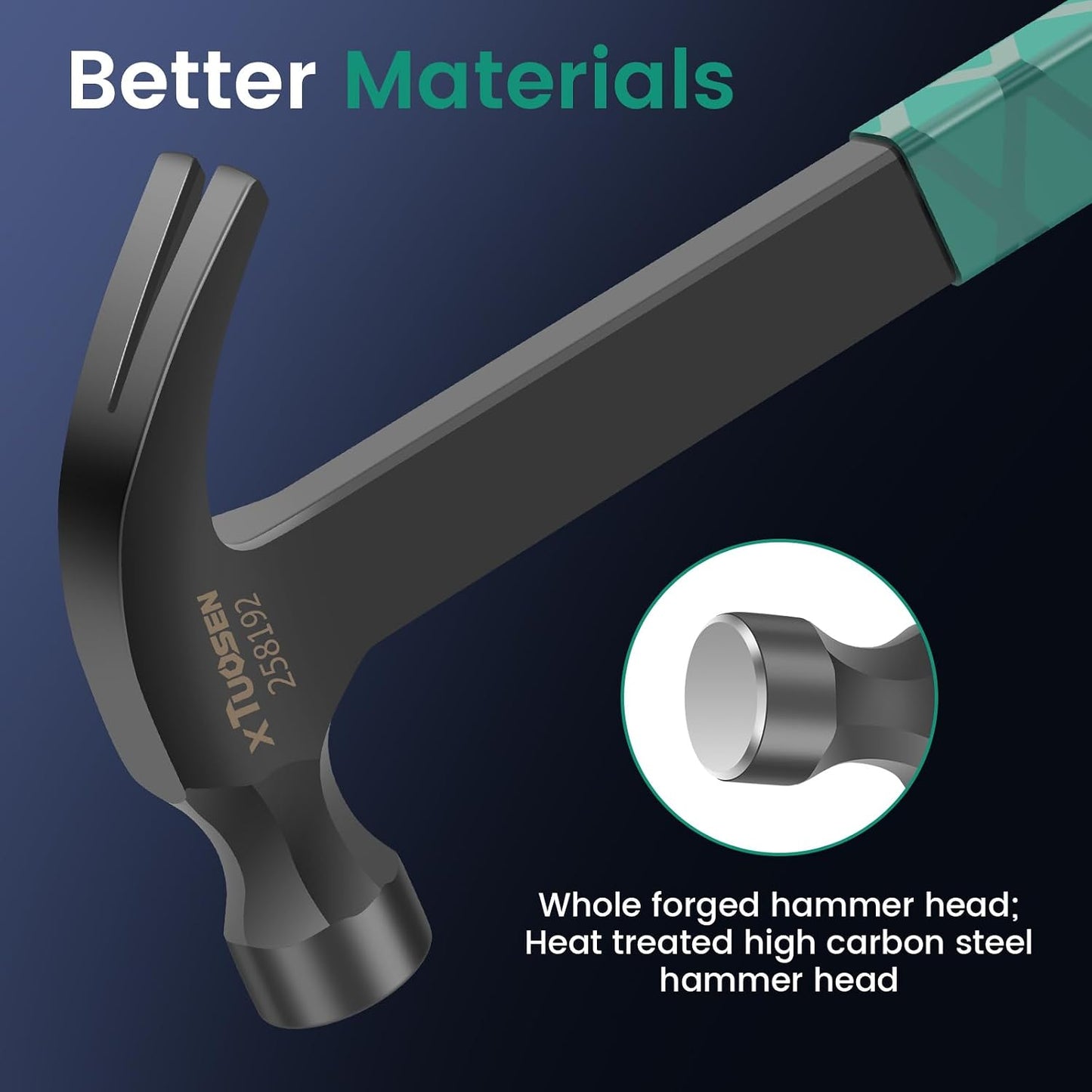 🛠️🛠️Heavy Duty Claw Framing Hammer - 17.5 oz High Carbon Steel Rip Claw Hammer with Side Nail Puller, Milled Face & Shock Absorbing Grip