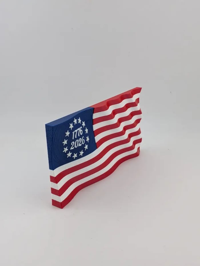 5.5" USA 250th Anniversary Articulated Waving Flag with Internal Magnets