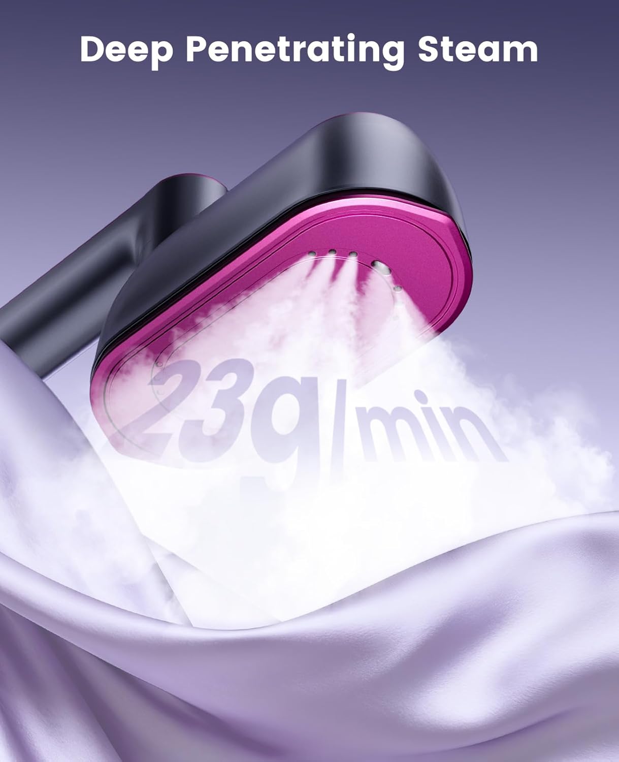Portable handheld travel steam iron, heats up in 8 seconds