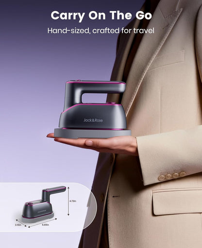 Portable handheld travel steam iron, heats up in 8 seconds