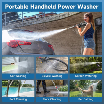 🌊Portable Battery Power Washer 1500W, 60Bar/870 PSI Electric Pressure Washer Handheld High Pressure Car Washer Gun🔫 with 2 Nozzles,  5m Hose Cordless Jet Washers for Car/Floor/Patio