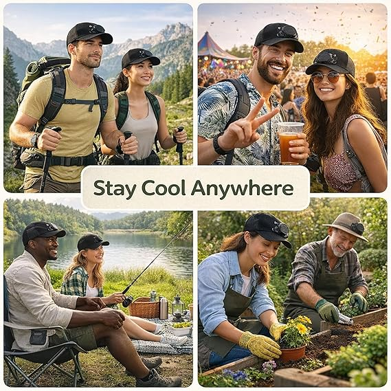 🔥🔥2026 Upgrade Solar Rechargeable Peak Cap, Men Women Cooling Sport Fan Hat USB Charging Fishing Camping Beach Hat