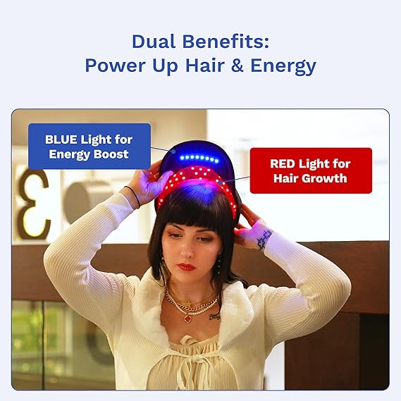 Cap: Wireless Red & Blue Light Therapy Cap for Scalp Health, Energy, and Self-Care | Red Light Therapy on the Go for Men & Women