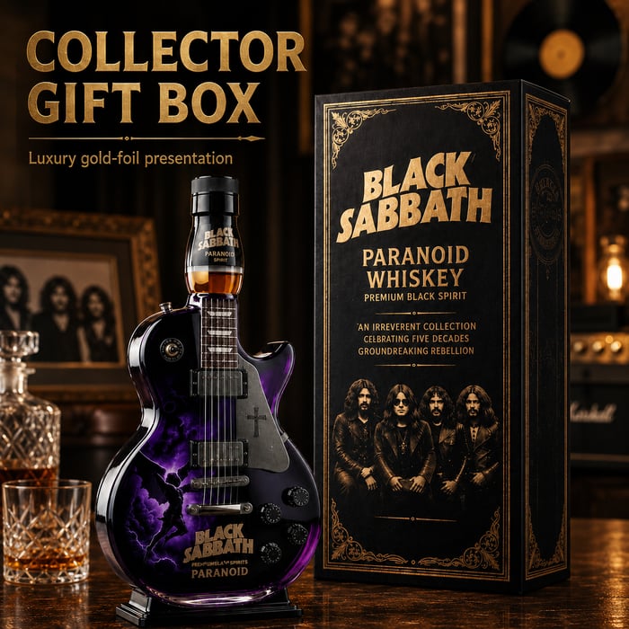 🎸Black - Sabbath Paranoid Guitar Collectible Glass Decanter🎸