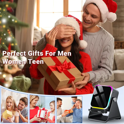 Wireless Induction Audio Speaker Stand, 5in1 Cellphone Holder, 3500mAh Rechargeable Emergency Power Bank,360° Adjustable Mobile Tablet Stand with Colorful Ambient Light Gifts for Men Women