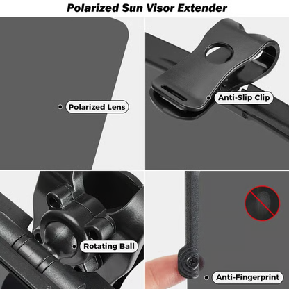 Universal Anti-Glare Polarized Car Sun Visor Extender with UV400 Protection 12.6 x 5 Lens Size Quick 5 Sec Install Safe Driving Windshield Shade