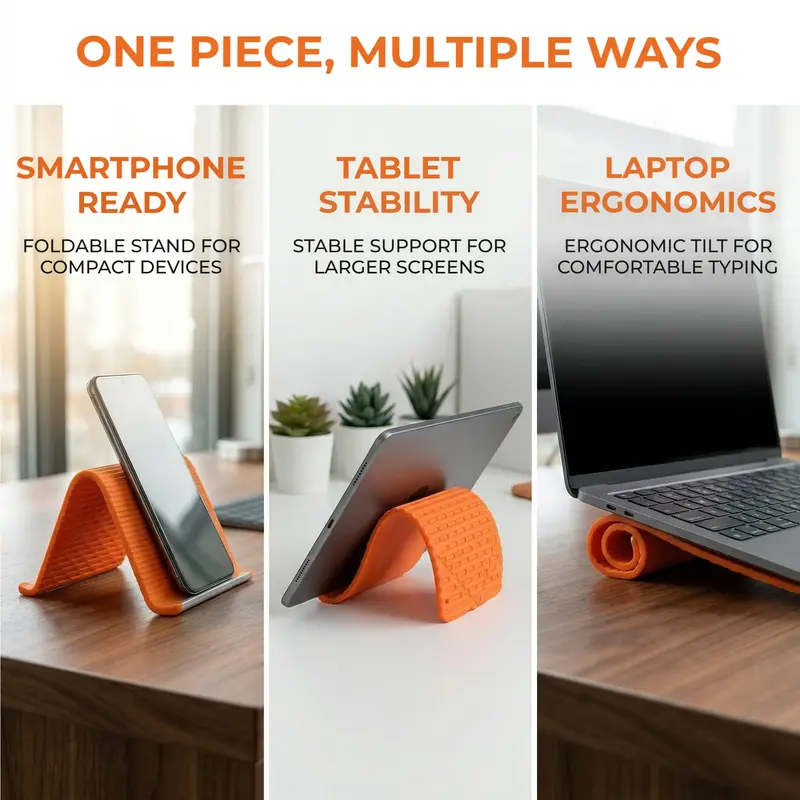 ✨️✨️Flexible Silicone Aluminum Phone Stand, Bendable Rollable Foldable Design