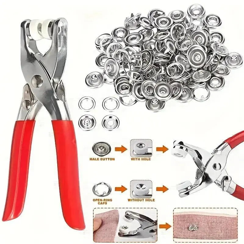 Including 100pcs Invisible Colored Metal Buckle & 1 Count Manual Pressure Pliers