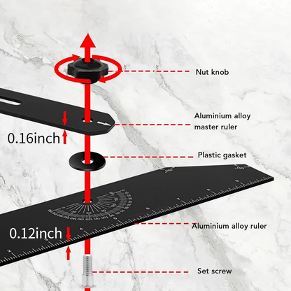 Stair Tread Jig Stair Tread Gauge Solid Aluminum Alloy with Case Adjustable Sliding Stair Tread Measuring Tool