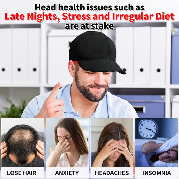 Cap: Wireless Red & Blue Light Therapy Cap for Scalp Health, Energy, and Self-Care | Red Light Therapy on the Go for Men & Women
