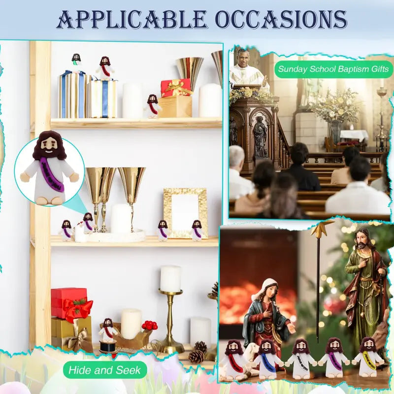 ✨️50PCS Mini Jesus Figures Multicolor Original Design Jesus Loves You Little Christ Rubber Hide and Seek Toys