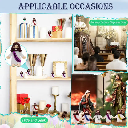 ✨️50PCS Mini Jesus Figures Multicolor Original Design Jesus Loves You Little Christ Rubber Hide and Seek Toys