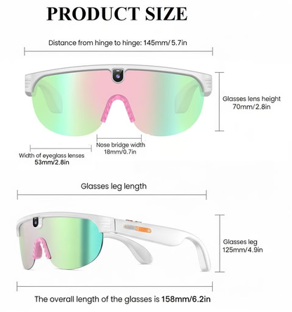 ✨️✨️Aeoss AI Smart Glasses - HD Camera Sunglasses with Voice Control, Real-time Translation, & Music Bluetooth, AI Object Recognition, Polarized Interchangeable Lenses for Cycling & Running