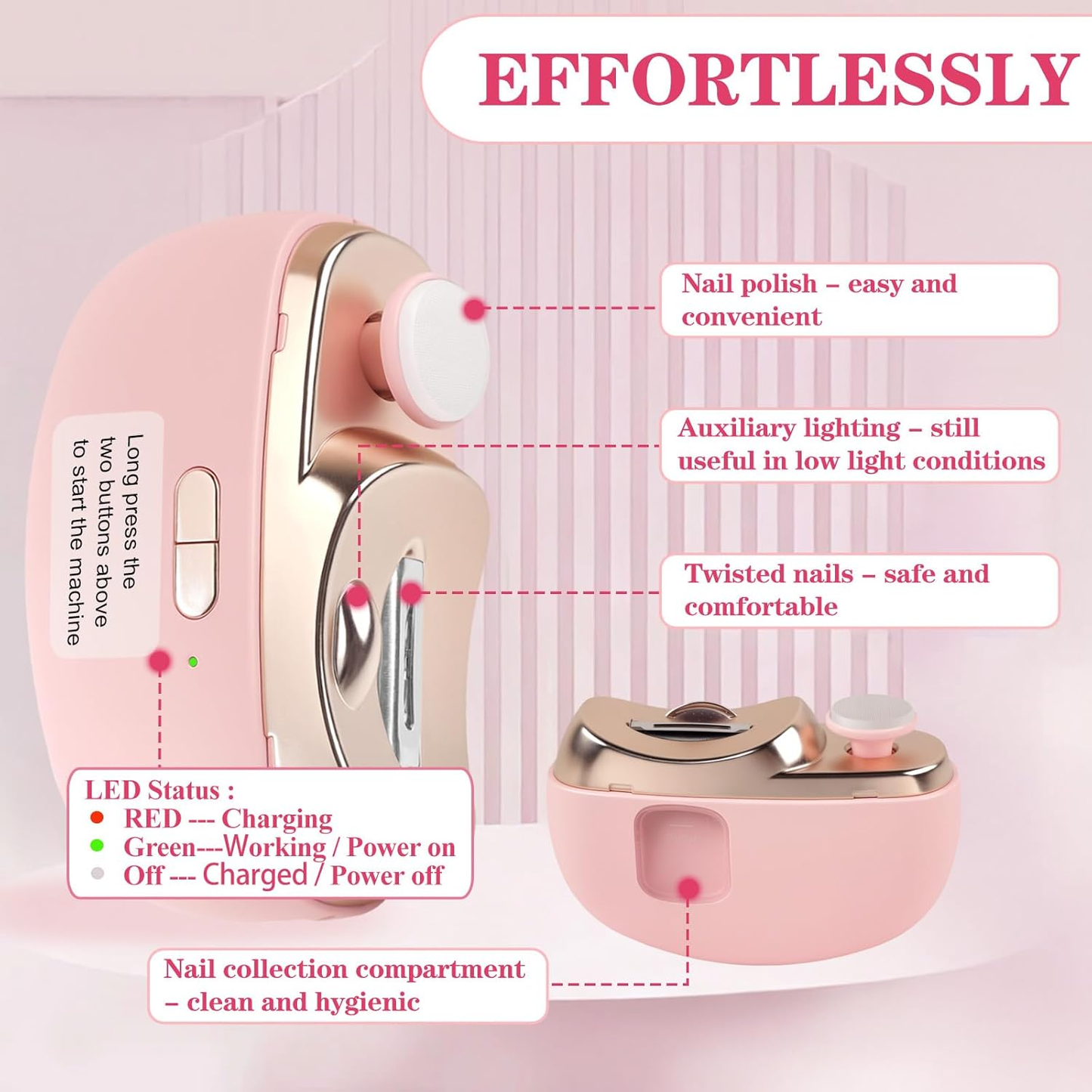 3-in-1 Electric Nail Clippers, Electric Polishing Nail Clipper with Collector