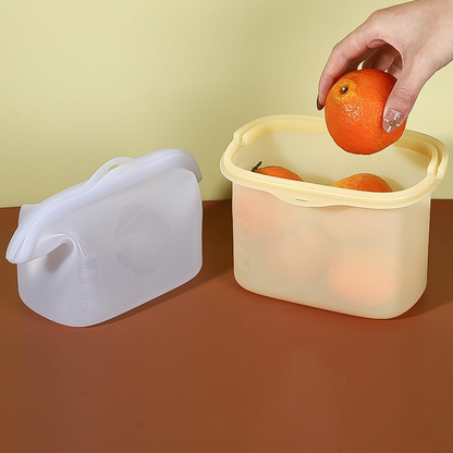 🔥🔥Silicone Food Storage Bags, Silicone Storage Bags, 1000ml Reusable Freezer Bags, -40° to 200° Temperature Resistance, Splicable Larger Opening Zip Lock Bag