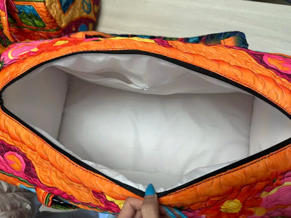 Unisex Boho Quilted Weekender Travel Bag, Lightweight & Comfortable, Hippie Design
