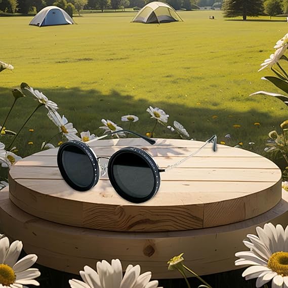 ☀️👓️Adjustable Tint Sunglasses, 1-9 Gears Rounded Polarized Glasses with Filter Lenses