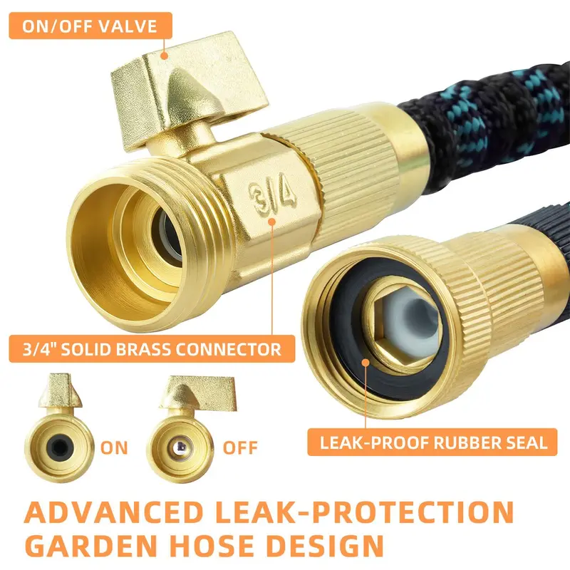 100FT Expandable Garden Hose with 10 Function Spray Nozzle, 3-Layer Latex Core(Color random)