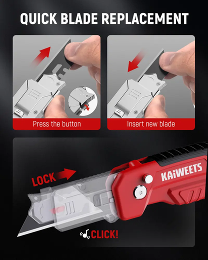 2-in-1 utility knife and scraper featuring a heavy-duty zinc alloy body and 13 SK2 black blades