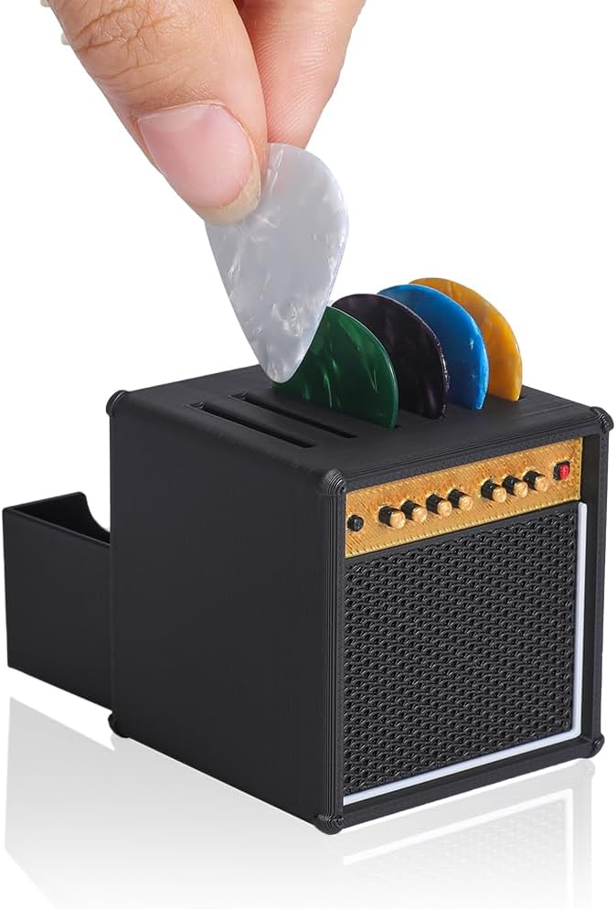 🗃️🗃️2 PACK Picks Holder Box, Guitar Pick Display Holder, Amp Speaker Styled Pick Holder for Guitar Players and Music Enthusiasts