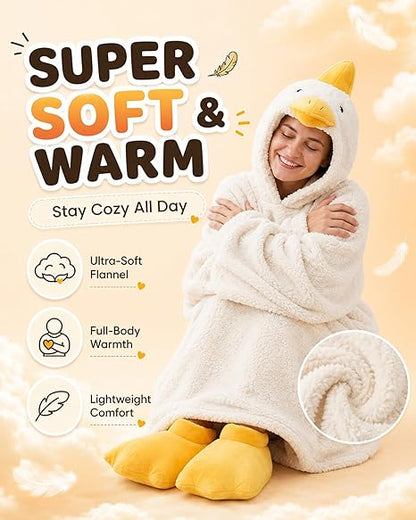 ✨️Goose Blanket Hoodie, Funny Duck Rubber Wearable Blanket Hoodies