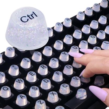 ✨️✨️Raised Keyboard Stickers for Long Nails, Bling Keyboard Bubbles for Women with Letters, Soft Silicone Nail Art Typing Keycaps for Desktops