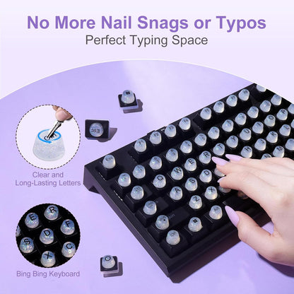 ✨️✨️Raised Keyboard Stickers for Long Nails, Bling Keyboard Bubbles for Women with Letters, Soft Silicone Nail Art Typing Keycaps for Desktops