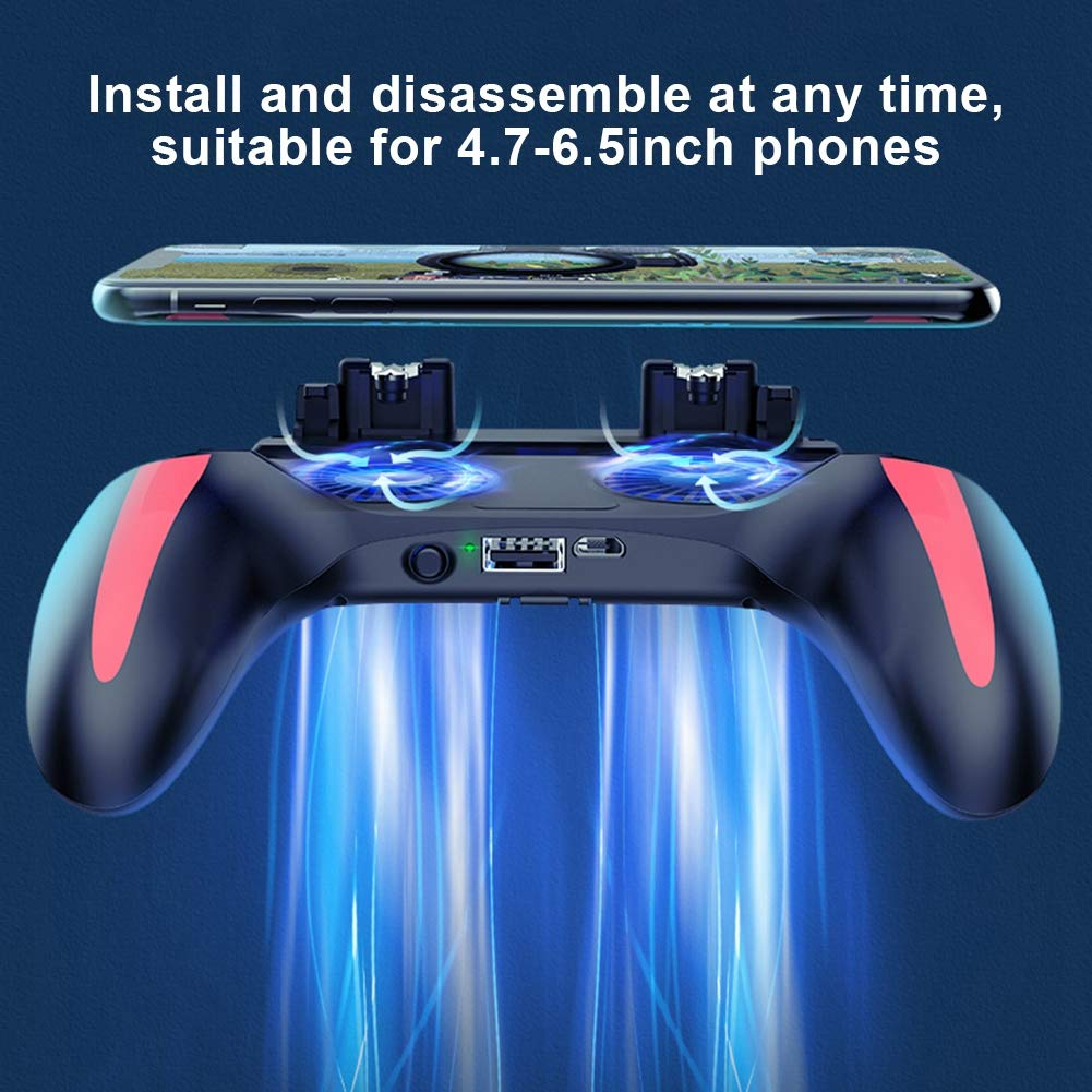Mobile Phone Gamepad,  Mobile Game Controller with Dual Cooling Fans, 2500mah / 5000mah Battery Optional, Suitable for 4.7-6.5 Inch Mobile Phones