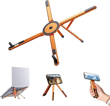 Portable Laptop Stand, Adjustable Aluminum X-Frame Computer Riser, Foldable Notebook Holder with Multi-Angle Support