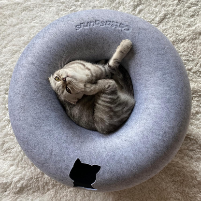🐱🐱Cat Cave Donut for Multiple & Large Cats up to 30-45 lbs, 3-in-1 Self Warming Cat Bed, Tunnel & Scratcher