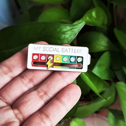 ❤️Social Battery Slider Enamel Lapel pins for Backpacks Bags Jackets Hats Gifts Decoration