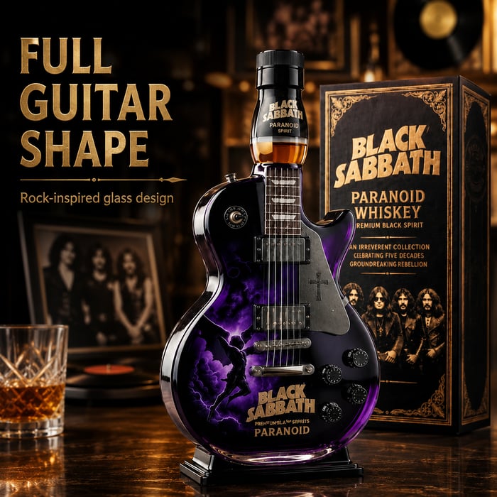 🎸Black - Sabbath Paranoid Guitar Collectible Glass Decanter🎸