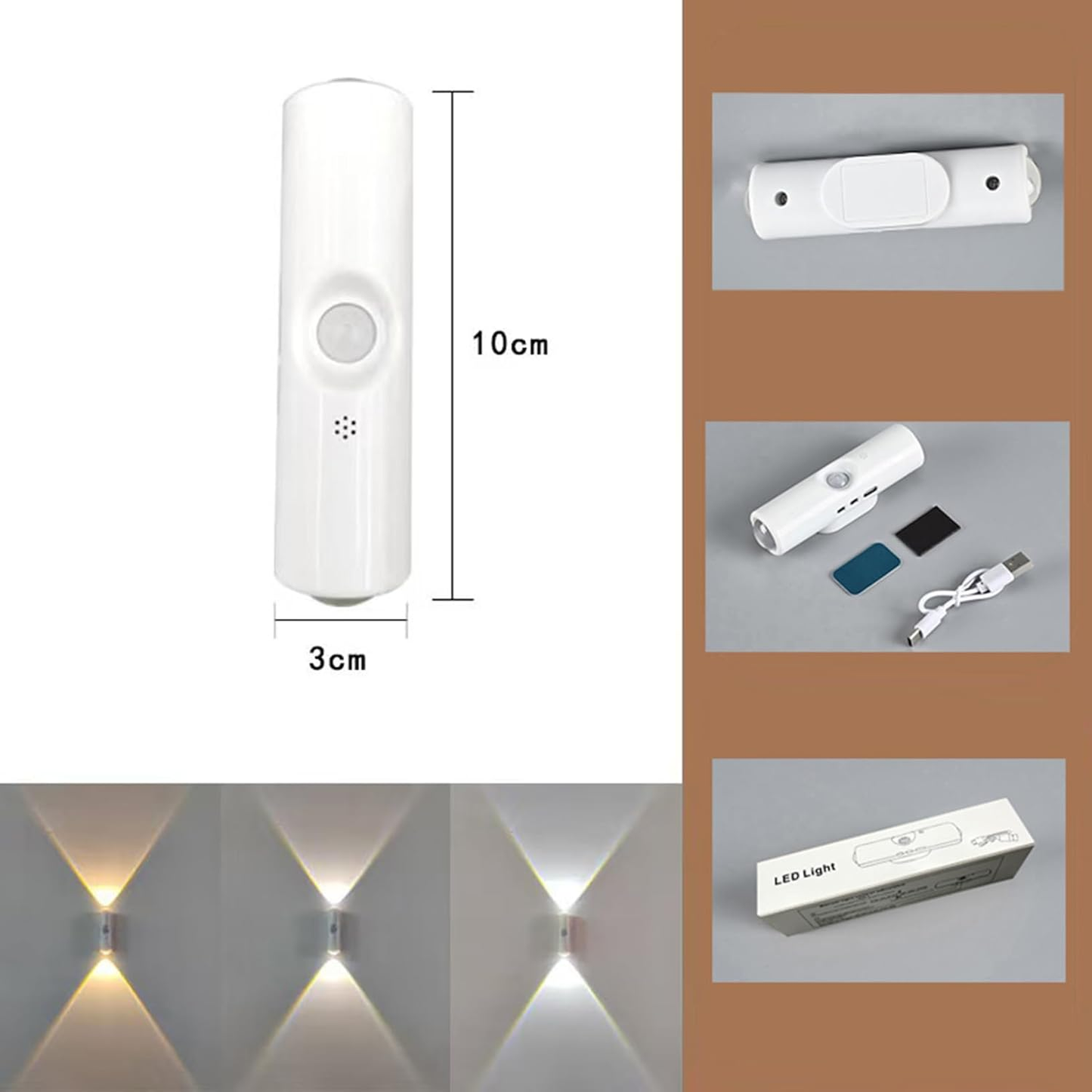 Motion Sensor Wall Lamp Indoor, Rechargeable Sensor Bathroom Light