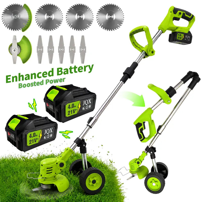Lightweight 21V Cordless 3-in-1 Grass Trimmer, Weed Wacker & Brush Cutter