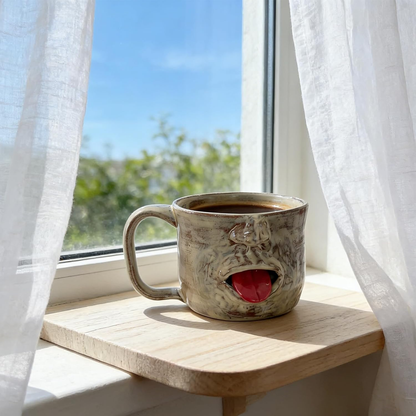 🔥🔥Handmade Face Shaped Ceramic Mug,  Funny Tongue Out Facial Ceramic Mug