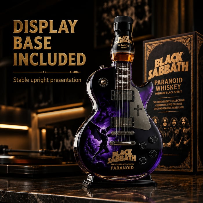 🎸Black - Sabbath Paranoid Guitar Collectible Glass Decanter🎸